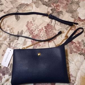 NWT Navy Blue/Light Blue Clutch (optional crossbody bag)